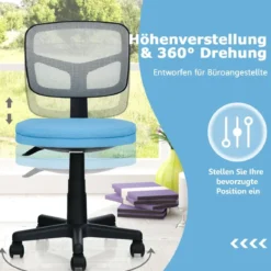 Chefsessel belastbar moderner Lederstuhl Low-Back-Bürostuhl 50 x 50 x 79-91 cm Blau