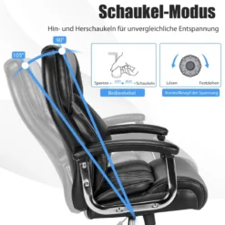 Chefsessel ergonomischer Bürostuhl bis 225 kg belastbar Schreibtischstuhl mit Wippfunktion
