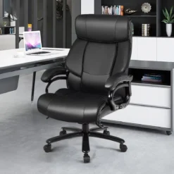 Chefstuhl Bürostuhl Drehstuhl mit Verstellbarer Höhe und Winkel Schwarz