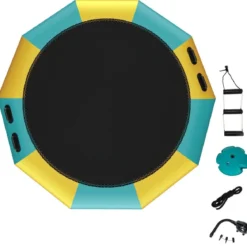 305cm Aufblasbares Wassertrampolin mit 500W elektrischer Aufblasvorrichtung Trampolin Bounce Gelb + Grün