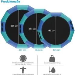 305cm Aufblasbares Wassertrampolin mit 500W elektrischer Aufblasvorrichtung Trampolin Bounce Blau + Grün
