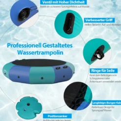 305cm Aufblasbares Wassertrampolin mit 500W elektrischer Aufblasvorrichtung Trampolin Bounce Blau + Grün