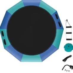 305cm Aufblasbares Wassertrampolin mit 500W elektrischer Aufblasvorrichtung Trampolin Bounce Blau + Grün