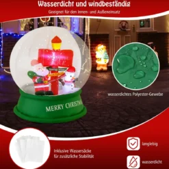 126CM Aufblasbare Weihnachten Deko LED Weihnachtsmann & Schneemann & Straßenschild Kugel