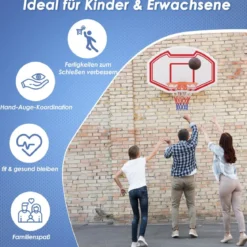 Ø45cm Basketballkorb Indoor Mini Basketball Korb mit Rückwand & Netz