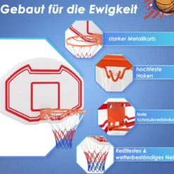 Ø45cm Basketballkorb Indoor Mini Basketball Korb mit Rückwand & Netz