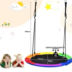 Ø100 cm Baumschaukel für Kinder doppelseitige Farbe Bunt + Blau