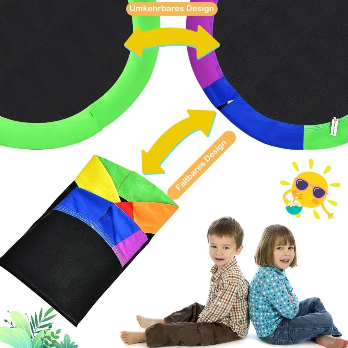 Ø100 cm Baumschaukel Gartenschaukel doppelseitige Farbe Bunt + Grün
