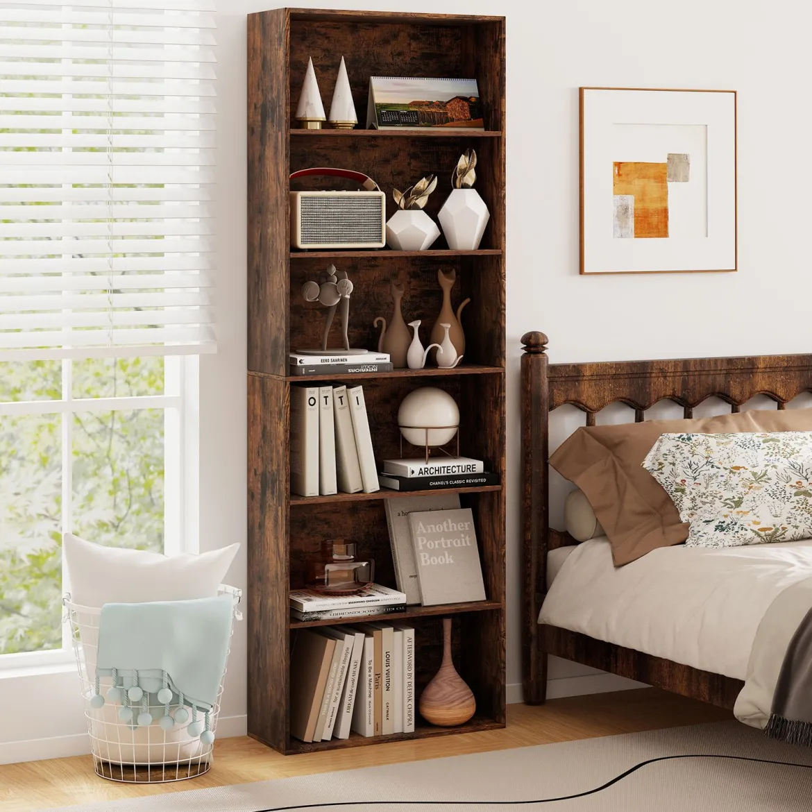 178 cm Bücherregal mit 2 Kippsicherungssets Freistehendes Standregal Display Regal Braun