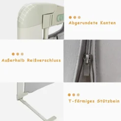 150 cm Bettgitter Höhenverstellbar Bettschutzgitter mit Verbindungszubehör Grau
