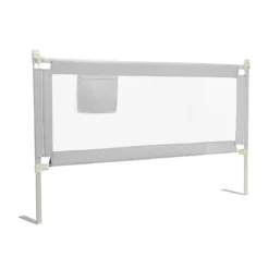 175 cm Bettgitter mit 24 Einstellbare Höhen & Seitentasche Bettschutzgitter Grau
