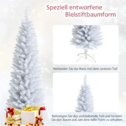 150 cm Bleistift künstlicher Weihnachtsbaum unbeleuchteter lebensechter Tannenbaum Weiß