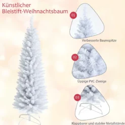 150 cm Bleistift künstlicher Weihnachtsbaum unbeleuchteter lebensechter Tannenbaum Weiß