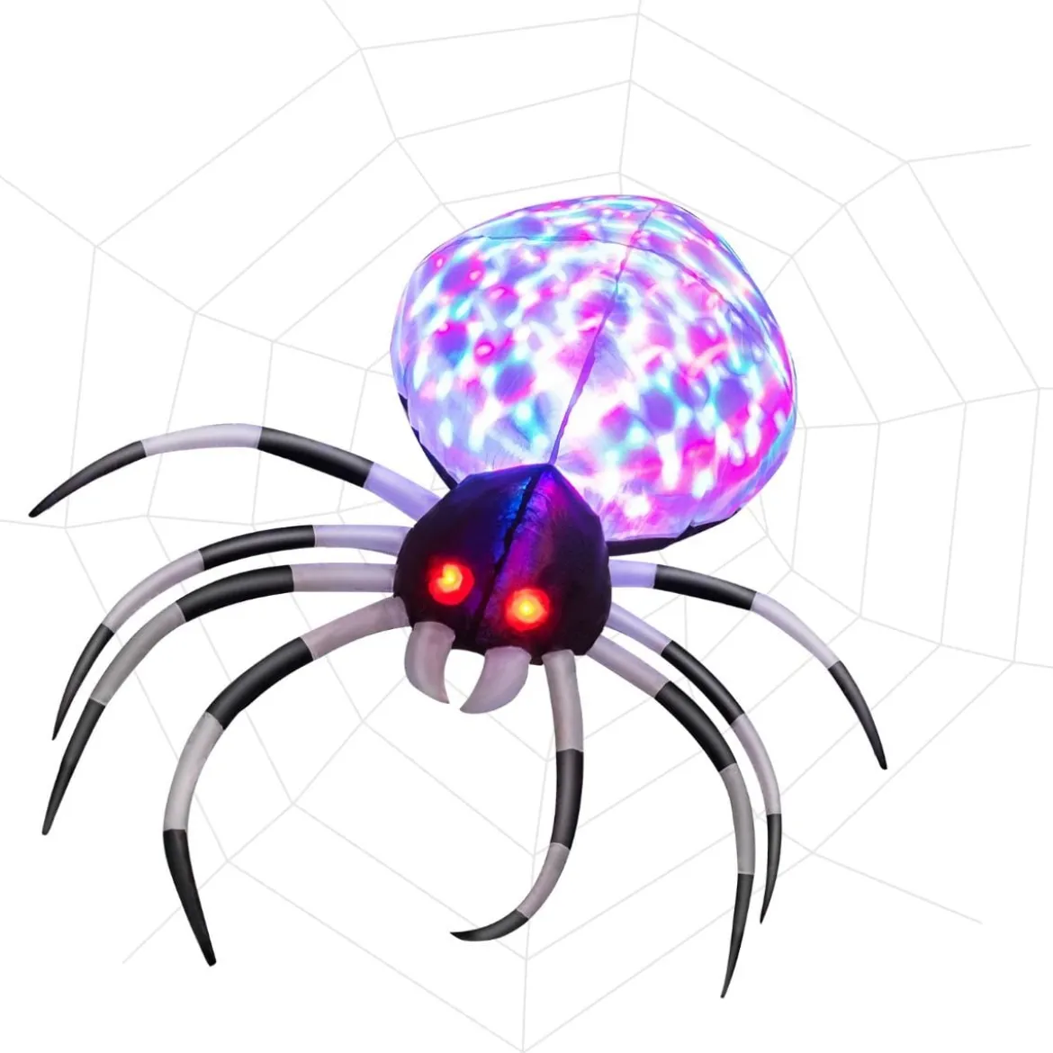 105 cm Breite Aufblasbare Halloweenspinne mit Mehrfarbigen Lichtern & Gebläse