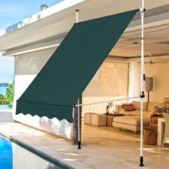 150 cm Breit Klemmmarkise ohne Bohren UV-beständige Balkonmarkise Höhenverstellbare Markise Grün