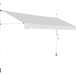 200cm Breit Klemmmarkise ohne Bohren UV-beständige Balkonmarkise Höhenverstellbare Markise Beige