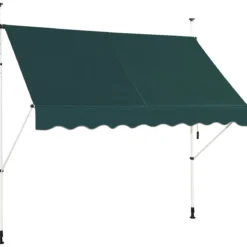 250 cm Breit Klemmmarkise ohne Bohren UV-beständige Balkonmarkise Höhenverstellbare Markise Grün