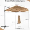 283 cm Cantilever Hula Tiki Thatch Patio Sonnenschirm im hawaiianischen Stil mit belüftetem Top Sonnenschutzdach Natur