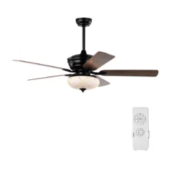 132cm Deckenventilator Holz mit Beleuchtung umkehrbar Ventilator mit Lampe 4H Timer Mattschwarz