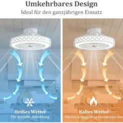 φ48cm Deckenventilator mit Beleuchtung & Fernbedienung Umkehrbarer Ventilator