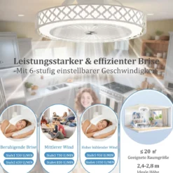 φ48cm Deckenventilator mit Beleuchtung & Fernbedienung Umkehrbarer Ventilator
