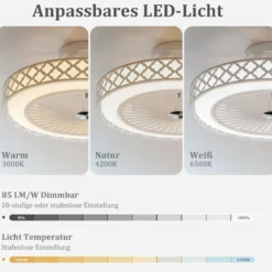 φ48cm Deckenventilator mit Beleuchtung & Fernbedienung Umkehrbarer Ventilator