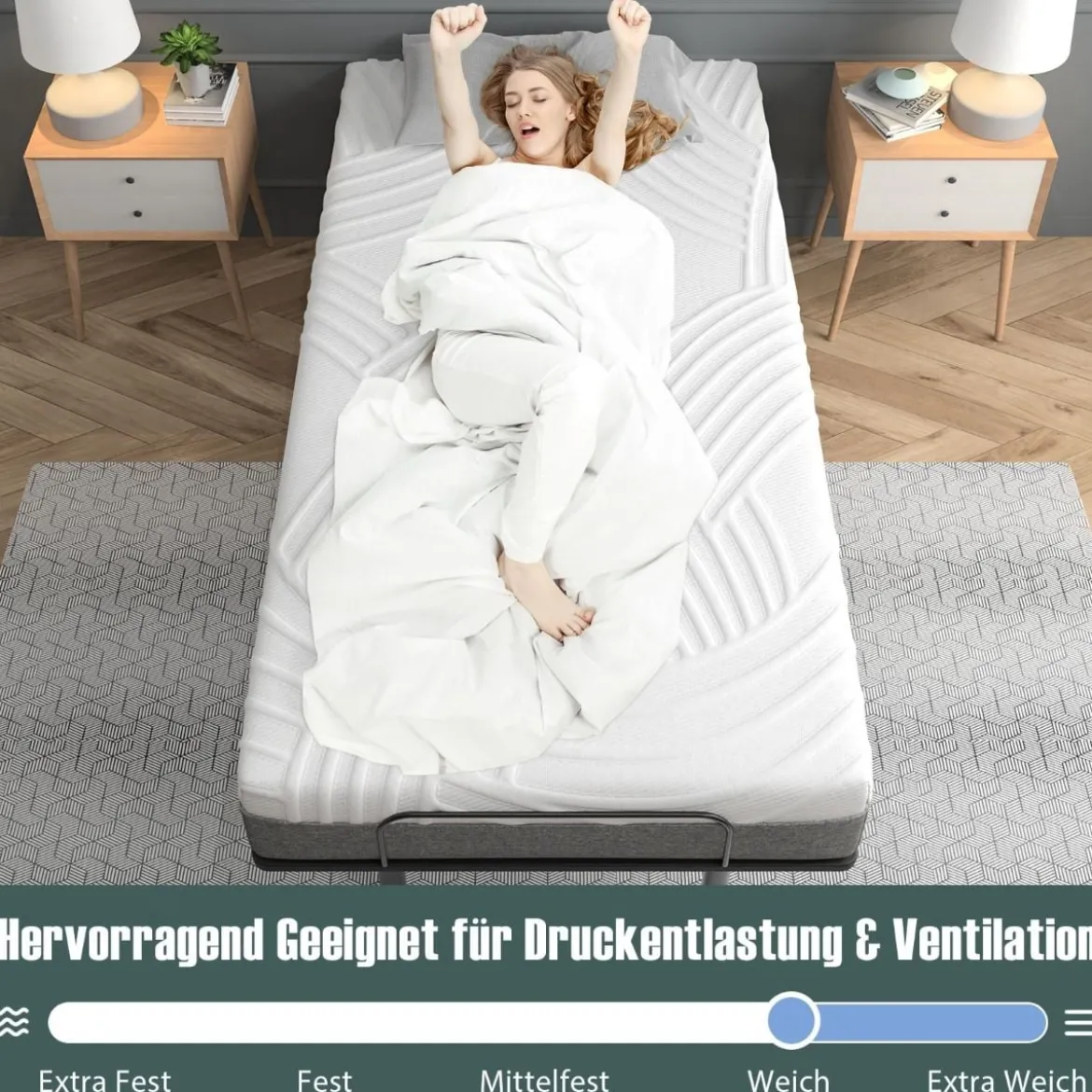20cm dicke Doppelbettmatratze Noppenschaumstoff kühler und atmungsaktiver Schaumstoff für verstellbares Bett