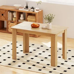 120 cm Esstisch für 4-6 Personen Holz Rechtecktisch großer Esszimmertisch moderner Küchentisch Natur/Weiß