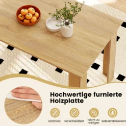 120 cm Esstisch für 4-6 Personen Holz Rechtecktisch großer Esszimmertisch moderner Küchentisch Natur/Weiß