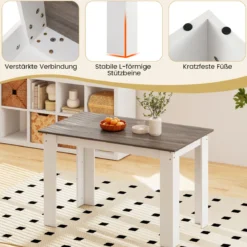 120 cm Esstisch für 4-6 Personen Holz Rechtecktisch großer Esszimmertisch moderner Küchentisch Natur/Weiß