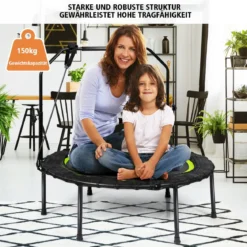 Ø102 cm Faltbares Fitness Trampolin Minitrampolin 109 - 129 cm Höhenverstellbar Schwarz + Grün