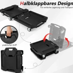 108 cm faltbares Rollbrett Werkstatt Montagerollbrett mit gepolstertem Kopfstütze Schwarz