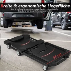 108 cm faltbares Rollbrett Werkstatt Montagerollbrett mit gepolstertem Kopfstütze Schwarz