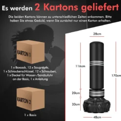 170cm Freistehender Boxsack Schwerer Boxsack mit Standfuß für Erwachsene Jugendliche und Kinder Schwarz