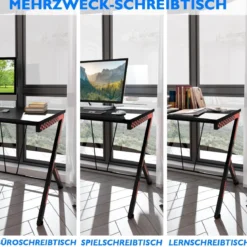 116 cm Gaming-Schreibtisch mit Ergonomischem Design 116 x 75 x 77 cm Schwarz