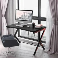 116 cm Gaming-Schreibtisch mit Ergonomischem Design 116 x 75 x 77 cm Schwarz