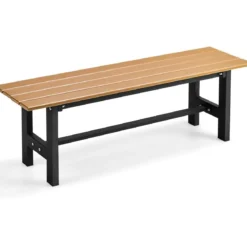 120 cm Gartenbank 2-Sitzer Sitzbank bis 300kg Belastbar Allwetter-Parkbank aus HDPE Braun