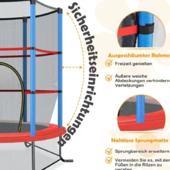 Ø165cm Gartentrampolin mit Sicherheitsnetz Trampolin bis 135KG Belastbar Farben Wählbar