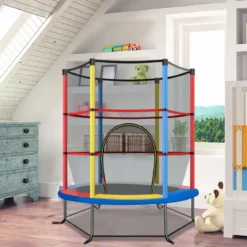 Ø165cm Gartentrampolin mit Sicherheitsnetz Trampolin bis 135KG Belastbar für Kinder ab 3 Jahre