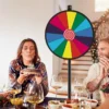 Ø60 cm Glücksrad mit Ständer Preisrad Höhenverstellbares Gewinnspielrad Bunt