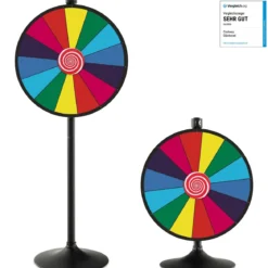 Ø60 cm Glücksrad mit Ständer Preisrad Höhenverstellbares Gewinnspielrad Bunt