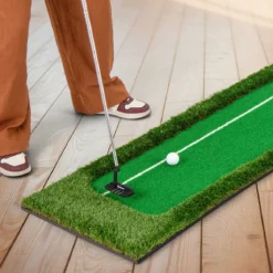 300 cm Golf Puttingmatte Golf-Trainingsmatte mit 3 Golfbällen und 2 Lochgrößen Golf Übungsmatte faltbar