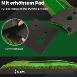 300 cm Golf Puttingmatte Golf-Trainingsmatte mit 3 Golfbällen und 2 Lochgrößen Golf Übungsmatte faltbar