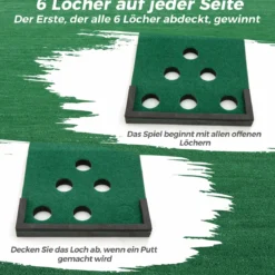 332 cm Golf Puttingmatte mit 2 Verstellbaren Puttern & 6 Bällen & 12 Lochabdeckungen Tragbare Golfmatte