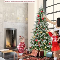190 cm großer beleuchteter Weihnachtsbaum schneebedeckter Festtagsbaum mit Scharnierstruktur
