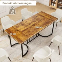 180 cm großer Esstisch für 6–8 Personen rechteckiger Küchentisch aus Holz