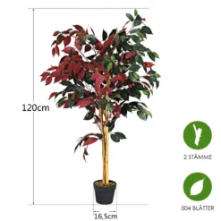 120 cm Großer Grüner Ficus-Baum im Topf Künstlicher Baum Realistische Grünpflanzen