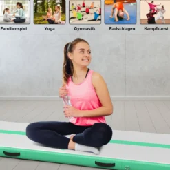 300 cm Gymnastikmatte Elektropumpe Turnmatte aufblasbar Tumbling Matte Grün