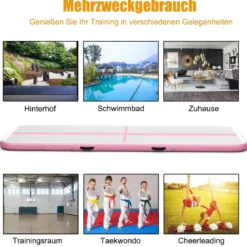 300 cm Gymnastikmatte Elektropumpe Turnmatte aufblasbar Tumbling Matte Rosa