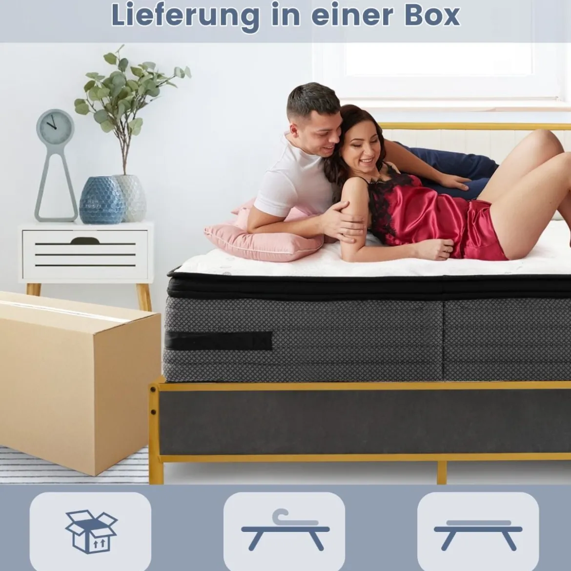 32 cm Höhe Memory Schaum Matratze mit Kühlgel angereicherte Hybridmatratze 140 x 200 cm